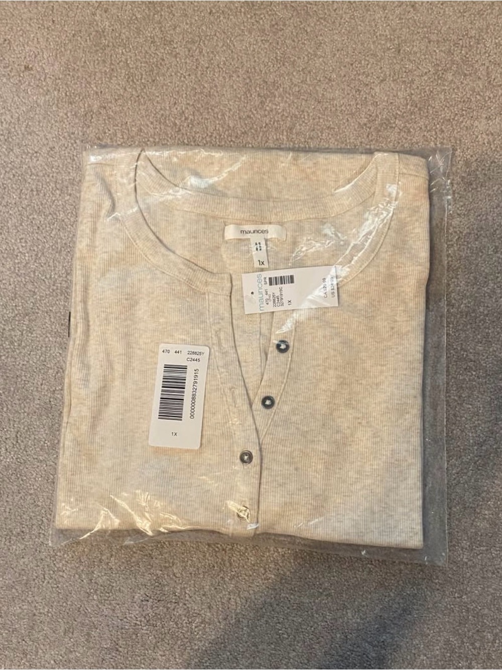 Maurices Light Cream Ribbed Henley